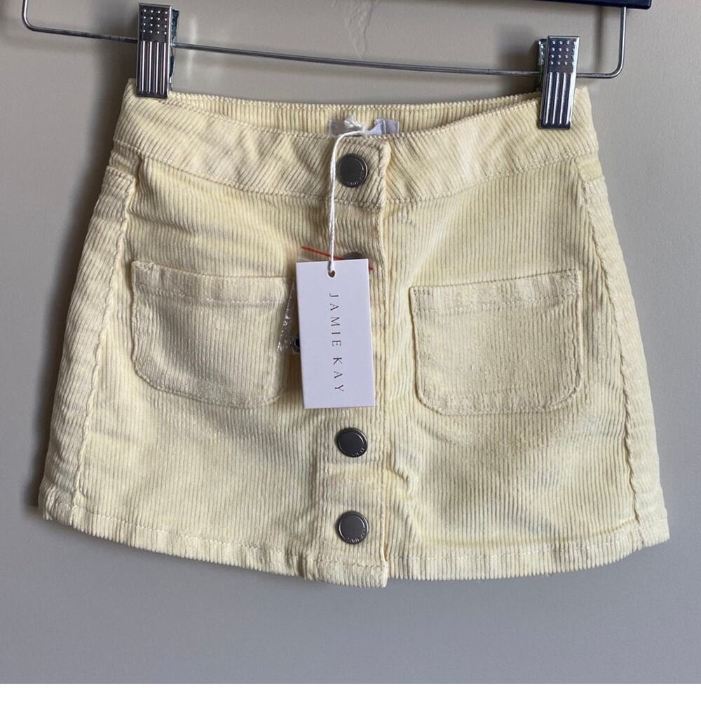 Jamie Kay Yellow Girls Ava Button Down Corduroy Skirt- Size 5y Spring Summer